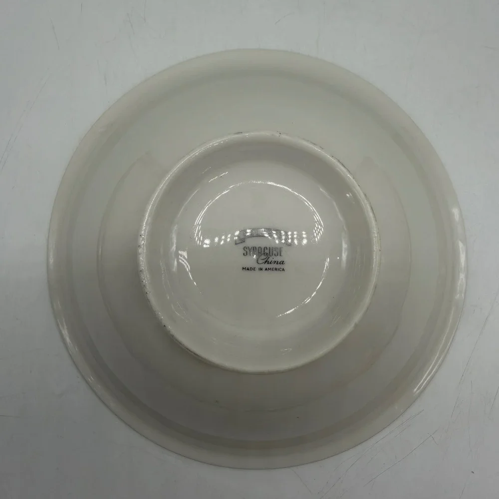 Syracuse China Evening Star Serving Bowl Blue Leaf Platinum Trim‎ Vintage